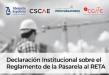 Abogacía, Arquitectos, Procuradores y Arquitectos Técnicos trasladan a la ministra Saiz la urgencia de culminar el reglamento de la Pasarela al RETA Declaración institucional sobre RETA